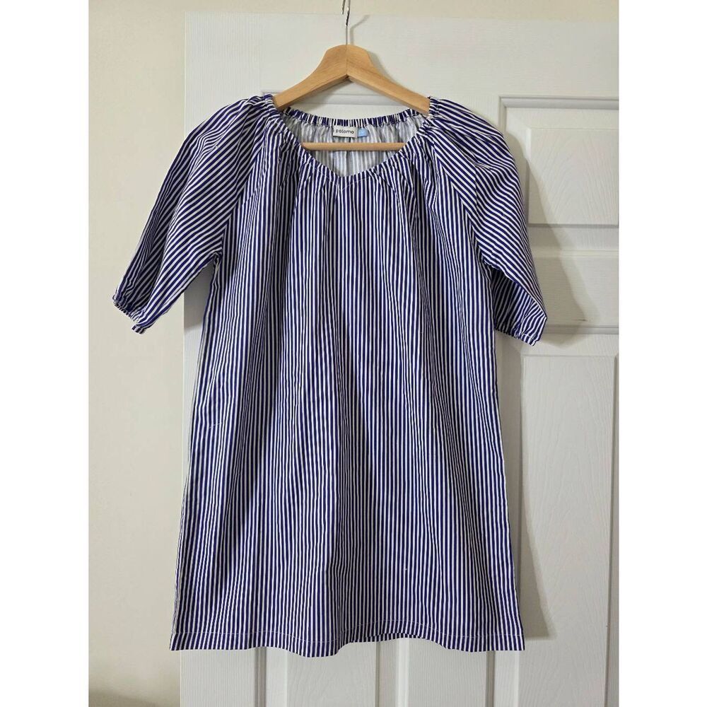 La Paloma Blue Striped Kids Dress 8-9Y